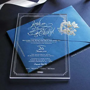 Custom Word Size Clear Acrylic Wedding Invitation Card