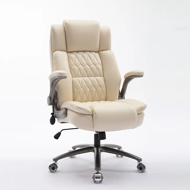 Nueva silla inteligente para computadora, silla de oficina de masaje ergonómica ejecutiva de cuero Beige Big Boss a la venta