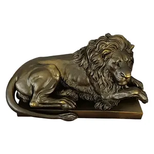 High Quality Outdoor Garden Casting Customized Brass Bronze Lion Bronze Animal Sculpture