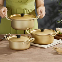 Ensemble de 6 casseroles rondes classiques en aluminium avec revêtement antiadhésif, compatibles lave-vaisselle et four, pour une utilisation domestique