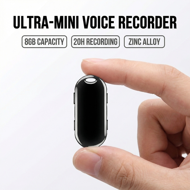 Zinc Alloy Capsule Digital Voice Recorder 192Kbps VOR Audio Dictaphone 20 Hours Continuous Recording Mini Voice Recorder