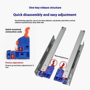 Riel de cajón de diseño moderno con extensión total, amortiguación oculta, engrosado, de tres secciones, con manija de cierre y montaje inferior - Product Image 4