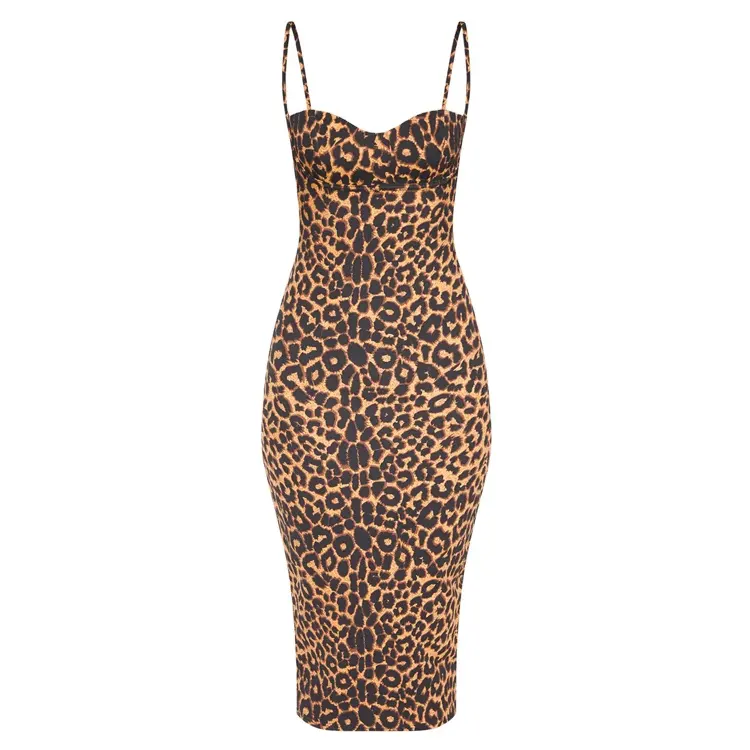 New Body Con Leopard Strap Long Evening Dresses Fall 2020 Women Clothes Vintage Women Ladies Sexy Night Tight Dress Club Wear