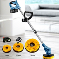 Brosse de nettoyage électrique télescopique multifonctionnelle en plastique 6 en 1 pour le sol, la salle de bain, la terrasse, le balayage, le polissage, le déneigement