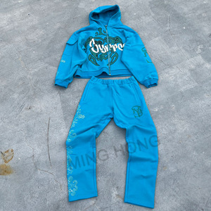 Ensembles de sweat à capuche zippé personnalisé de haute qualité avec logo imprimé Streetwear Survêtements en coton pour hommes - Product Image 1