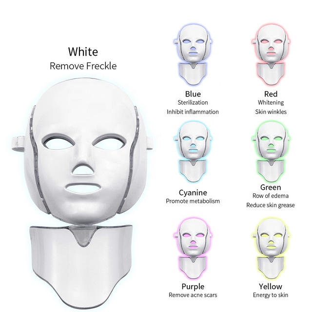 7 Colors Beauty Therapy LED Facial Mask Light Skin Care Wrinkle Acne Removal Face Neck LED Face Mask