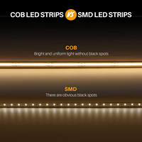 Tira de Luz LED COB de Alta Luminosidad Ultra Estrecha de 3 mm con USB IP20 Varios Colores DC5V/12V/24V para Decoración Interior de Parques Temáticos