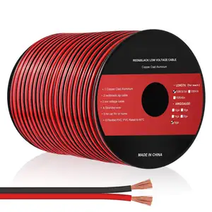 汽车电线电线2导体红黑12V/24v DC电缆发光二极管条延长线，用于轻型遥控汽车扬声器电缆
