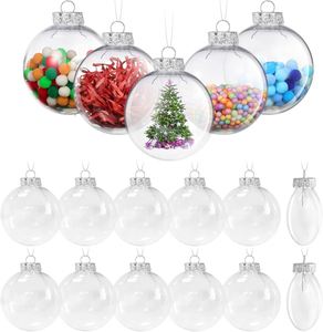Boules de Noël transparentes personnalisées haut de gamme en plastique, décorations classiques pour fêtes, ornements de Noël Père Noël - Product Image 1
