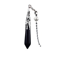 Collier unisexe avec pendentif en cristal naturel d'améthyste et de quartz rose, strass, prisme hexagonal à pointe unique, accessoire de yoga transfrontalier