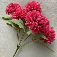 Proveedor de Flores Artificiales Ramo de Flores de Pompón de 6 Cabezas para Arreglos Florales de Boda