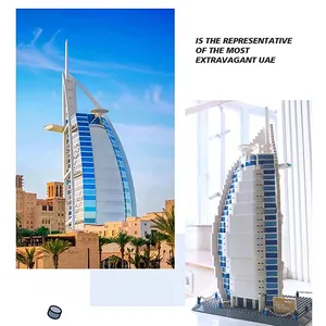 <strong>Diorama</strong> World Architerture Model Plastic Burj Al Arab Hotel <strong>Kit</strong> Miniature Puzzle Bricks Toy for Children Building Blocks Sets - Product Image 5