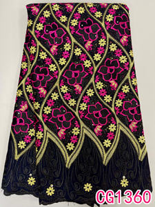 Nuovi lacci in cotone nero africano tessuto di pizzo secco chimico di buona qualità merletto in Voile svizzero - Product Image 6