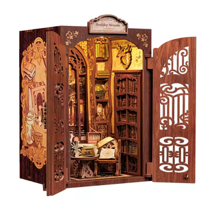 CuteBee Nouveau style Mini maison de poupée Librairie Souvenirs <span class=keywords><strong>Puzzle</strong></span> 3D en bois Idéal comme cadeau Coin lecture - Product Image 1