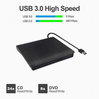 Brushed Finish External USB CD/DVD Optical Drive-Portable Plug & Play for Laptop/Desktop Computers