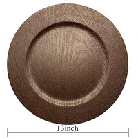 Assiettes de présentation décoratives en plastique écologiques, texturées imitation bois rustique moderne, 13 pouces, personnalisables pour mariage, vente en gros
