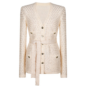 <span class=keywords><strong>Cardigan</strong></span> a maglia Casual con <span class=keywords><strong>cintura</strong></span> da donna di qualità autunno moda con paillettes monopetto a manica lunga manica - Product Image 1