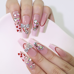 AIERFEI 24 pièces femmes presse sur les <span class=keywords><strong>ongles</strong></span> avec strass long <span class=keywords><strong>cercueil</strong></span> <span class=keywords><strong>faux</strong></span> <span class=keywords><strong>ongles</strong></span> vendeur en gros - Product Image 4