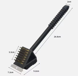 Brosse de nettoyage de barbecue d'extérieur moderne trois-en-un à long manche en acier inoxydable écologique pour pique-niques – Vente en gros - Product Image 4