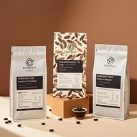 Sachet Doypack à fond plat avec fermeture éclair, imprimé sur mesure, étanche, pour grains de café, lait et chewing-gum, avec faible MOQ