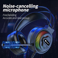 Casque de jeu filaire circum-auriculaire avec annulation active du bruit (ANC), éclairage RGB, commandes tactiles, micro USB, aviation, téléphone mobile