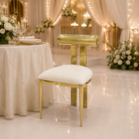 Chaise d'hôtel moderne en acier inoxydable doré, chaise d'appoint pour banquet de mariage, siège rembourré pour salle de réception et salle à manger