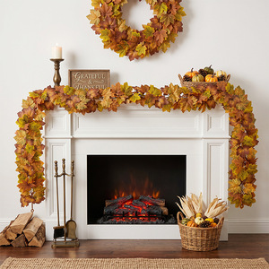 Guirnalda de Hojas de Arce Artificiales de 100cm-200cm, Flor de Seda, Decoración Otoñal para el Hogar, Decoración para Fiestas de Acción de Gracias - Product Image 1