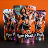 Sachet Mylar personnalisé holographique découpé à l'emporte-pièce, anti-odeur, refermable, pour tabac, herbes, fleurs et aliments, 3,5g, 7g, 14g, 28g