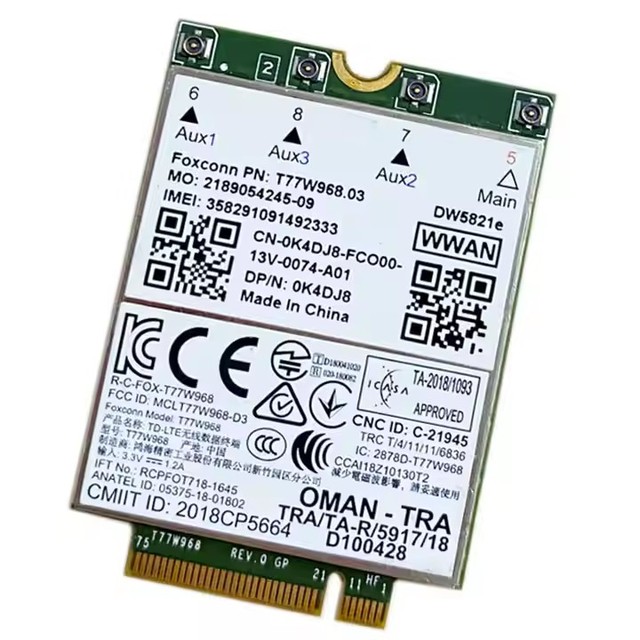 T77W968 DW5821e DW5821e-eSIM LTE Cat16 GNSS 5G WWAN Card Module Qual Comm Snapdragon X20 USB 3.0 Set with 4pcs Antennas