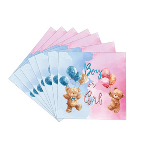Kit de fournitures de fête jetables sur le thème de l'ours pour garçon ou fille, assiettes, gobelets, serviettes pour fête de révélation du sexe - Product Image 2