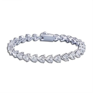 925 Sterling Silver Fine Jewelry <b>Bracelet</b> Cubic Zircon Claw Setting Heart Shape Tennis <b>Bracelet</b> Trendy Style <b>for</b> <b>Couples</b> - Product Image 1