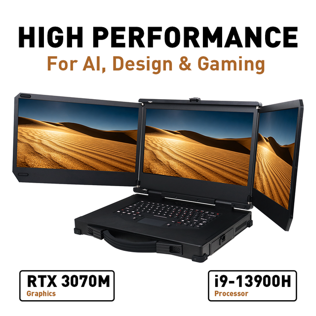Intel I9-13900H Rugged Industrial Triple-Screen Workstation RTX 3070M 16GB High-Performance AI Computing Laptop 1TB SSD OEM ODM