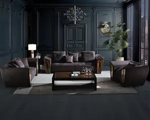 Hete Verkoop Indoor Modern Zwart Grijs 3 + 2 Sets Rechthoekige Woonkamer Set Lederen Bank Meubels