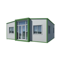 Maison conteneur préfabriquée extensible, maison modulaire pliable avec fenêtres et porte d'entrée en verre pour usage résidentiel