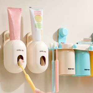 Custom Logo/Color Bathroom Accessories Wall Mount Automatic <b>Toothpaste</b> <b>Squeezer</b> Dispenser Holder Set for Adults - Product Image 1