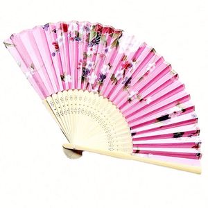 Custom Logo Portable Plastic Hand Fan Eco-Friendly Bamboo Paper Angel Traditional Love Flower Painted DIY Advertising - Product Image 3