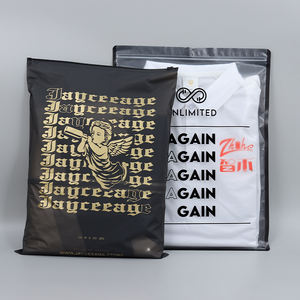 Pochettes recyclées personnalisées avec propre logo sacs en <span class=keywords><strong>plastique</strong></span> d'emballage de vêtements d'expédition de vêtements givrés sac à fermeture éclair givré noir Poly - Product Image 4