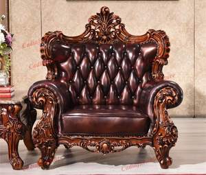 ชุดโซฟาหนังแท้ดีไซน์ยุโรป แบบแยกส่วน <span class=keywords><strong>1</strong></span>+2+3 <span class=keywords><strong>ที่</strong></span>นั่ง โครงไม้แบบดั้งเดิม สำหรับห้องนั่งเล่นในวิลล่า - Product Image 2