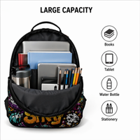 Sac à dos de sport, de voyage et scolaire, grande capacité, anti-vol, imperméable, en polyester recyclé, imprimé en 3D, personnalisé, style graffiti