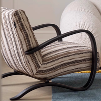 Fauteuil Rétro Antique Rustique de Luxe Style Nordique, Fauteuil Moderne en Tissu pour Salon et Chambre, Chaise d'Appoint Confortable