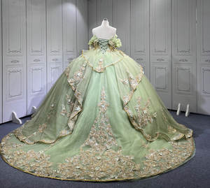 Mumuleo <span class=keywords><strong>Vert</strong></span> <span class=keywords><strong>sauge</strong></span> avec or Robes de Quinceanera pour fille Tassesl <span class=keywords><strong>Robe</strong></span> plissée à paillettes sur l'épaule Princesse Verde Personnaliser - Product Image 5