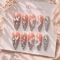 Brand Builder OEM ODM French 3.0 Long Pointy Stiletto Curve Handmade Press on Nails Full Cover PMMA Enamel Inlay Nails 10pcs