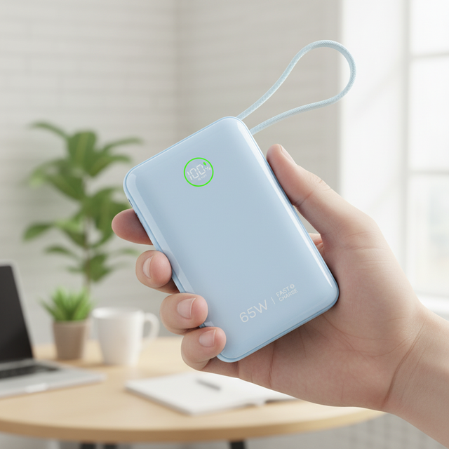 Trending Products 2026 Pd 65w High Capacity Built in 2-in-1 Cable Fast Charging Portable Charger Semi Solid Power Bank