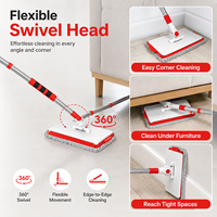 Mop Plano 3 em 1 com Cabo Extensível e Almofadas de Microfibra para Limpeza de Pisos, Tetos, Janelas e Azulejos – Ideal para Uso Doméstico