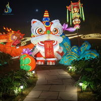 Lanterne de danse du lion traditionnelle personnalisée en gros, lanterne de festival en soie LED étanche pour la célébration du Nouvel An dans le Chinatown
