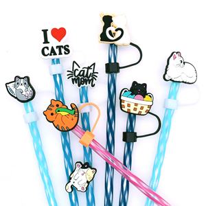 ฝาครอบหลอดดูดน้ำลายการ์ตูนแมวน่ารัก ขนาด 10 มม. ทำจากยางพลาสติกนิ่ม ใช้ซ้ำได้ รูปทรงสัตว์ สำหรับตกแต่งแก้วเครื่องดื่ม - Product Image 4