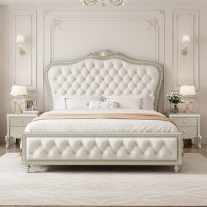 Lit double de style européen, dernières conceptions de tête de lit, ensemble de meubles de chambre haut de gamme de <span class=keywords><strong>France</strong></span>, lit king size - Product Image 1