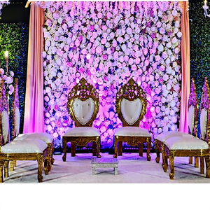 Modern Wooden Indian Wedding Mandap Chair Set with Heart Shape Design Latest Teak Wood Mandap Chairs for Wedding Ceremony USA - Product Image 1