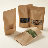 Sachet en papier kraft auto-scellant avec fermeture éclair, sac d'emballage autoportant pour biscuits, bonbons, noix, aliments, marque de premier plan PT