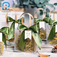 Tas Hadiah Pernikahan Kemasan Permen Kotak Hadiah Bunga Pita Romantis Transparan Jelas Tas Hadiah Tote Portabel